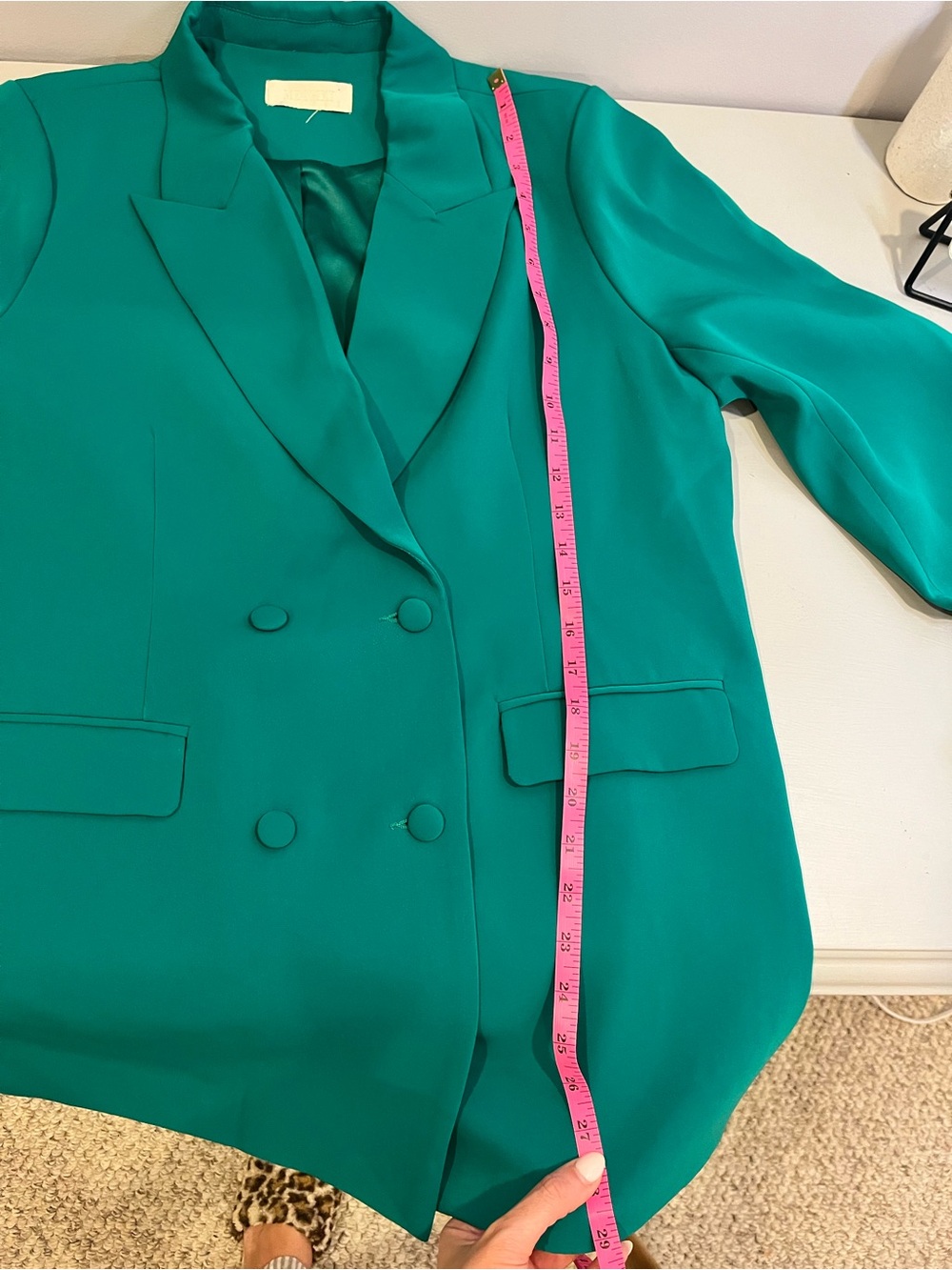 Meshki Double-Breasted Oversize Emerald Green Women's Blazer- extra large - Picture 8 of 8